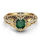 14K Gold Ring Solid Gold Shimmering with Emerald Women's Ring