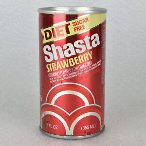 VTG 1970s Shasta Diet Strawberry Soda Pop Can 12oz Straight Steel Hayward CA