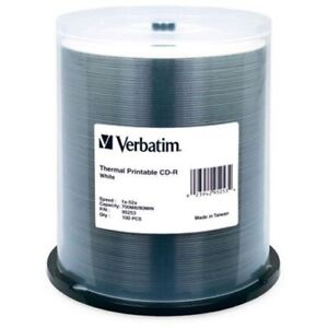 Verbatim CD-R 700MB 52X White Thermal Printable - 100pk Spindle (95253)