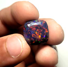 Ethiopian Black Opal Faceted 16MM Cushion Cut AAA Opal Gemstone For Jewelery
