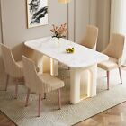 Modern Dining Table w LED Lights, Kitchen Table+4 Chairs Space-Saving Dinette