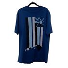 Local Motion blue graphic hawaii flag crew neck mens shirt short sleeve  Size: L