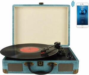 Suitcase Record Player Vinyl Turntable with Built-in Bluetooth Receiver 3 Speed