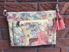Sakroots Flat Crossbody Pastel Floral Purse w/Tassels And Zip Compartments