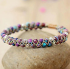 Natural Sea Sediment Beads Handmade Braided Healing Reiki Chakra Women Bracelet