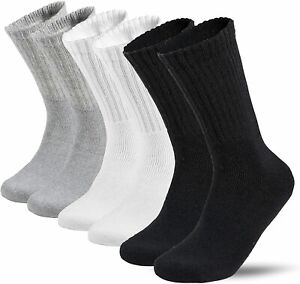 Lot 3-12 Pairs Mens Solid Sports Athletic Work Crew Cotton Socks Size 9-11 10-13