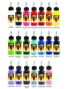 SCREAM TATTOO INK 20-PACK Color Set Black Bright Vibrant Ink Supply (2 Sizes)