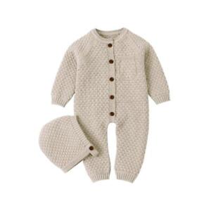 Baby Rompers Long Sleeve Infant Boys Girls Jumpsuits Clothes Autumn Solid Knitte
