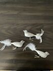 Lot Of 3 Glass Blown White Feather Dove Bird Ornament Tree Clip Glittered Wings
