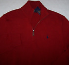 NWT Polo Ralph Lauren RED Cotton Half-Zip Pullover Sweater Men's M NAVY PONY