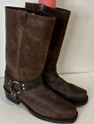 Old West Mens Western Brown Leather Boots Zip Side Size 11.5 EE