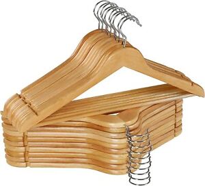 Wooden Hangers Pack of 20 & 80 Suit Hangers Premium Natural Finish Utopia Home