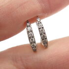 925 Sterling Silver Real Round-Cut Graduated Diamond Fisher Hook Earrings