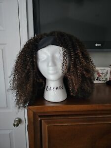 ISEE Hair Afro Kinky Curly Headband Wig Human Hair 180% Density Afro Wigs