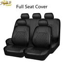 Black Leather 9Pcs 5-Seats Car Seat Covers Front Rear Full Interior Cushion Set (For: Renault Scenic II)