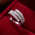 Elegant 925 Sterling Silver White Topaz Charms Wedding Engagement Ring Size 8