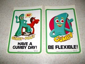 Vintage 1985 GUMBY Pokey show Sticker 4 x 6.5 2 dif Art Clokey Hong Kong