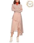 RRP €488 OLIVIA PALERMO Silk Long Asymmetric Skirt UK6 US2 IT38 XS Pink Lined
