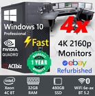 Dell 4 Monitor Trading Computer Xeon 32GB RAM SSD WiFi 6e Windows 10 pro T1700