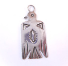 Old Pawn Sterling Silver Hand Stamped THUNDERBIRD Pendant Navajo Zuni