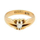 Antique 1918 18Carat Yellow Gold 0.20ct Old Cut Diamond Solitaire Ring (Size R)