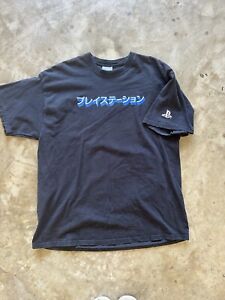 Vintage PlayStation Shirt Men’s XL Black Japanese PS2 Promo Logo Spell Out Y2K