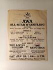 AWA All-Star Wrestling Line Up Sheet 1994 Verne Gagne