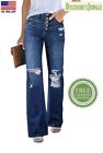 Lookbook High Waisted Ripped Flare Women's Jeans Distressed Wide Leg Bell Bottom