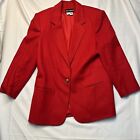 Red Wool Blazer Size 18 Sag Harbor Button Front Jacket Lined Vintage
