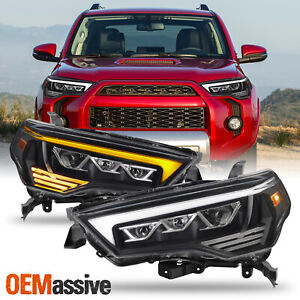 For 14-23 Toyota 4Runner Halogen Projector Black Headlights Pair w/ LED Signal (For: 2019 Limited)