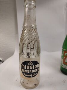 Vintage 7oz Black Mission Beverages Bottle, Mission Orange Bot Co Astoria Oregon
