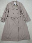 London Fog Trench Coat Womens 14 Beige Tan Brown Khaki Long Jacket USA Vintage L