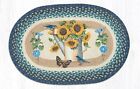 Sunflower Oval Rug for Kitchen with Natural Jute and Hand-Stenciled Accent Rug