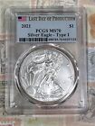 2021 American Silver Eagle Type 1 First Strike PCGS Flag Label