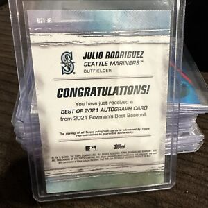 2021 Bowman’s Best JULIO RODRIGUEZ On Card Auto Mariners ROY #B21