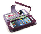 New For iPhone 5S 5C 5SE Leather Flip Cover Credit Card Wristlet Wallet Case