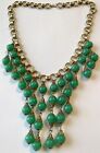 VINTAGE EARLY MIRIAM HASKELL DANGLE JADE GREEN GLASS BEAD BOOKCHAIN NECKLACE