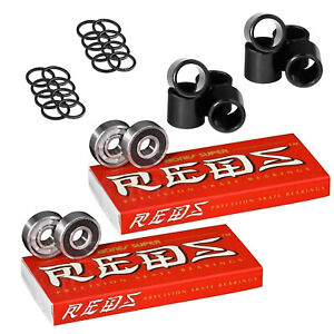 Bones Bearings Super Reds With Spacers and Washers 2 Pack (16 Bearings)
