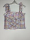So Good For Life Pastel Plaid Bustier Corset Top Junior's Large