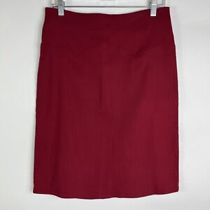 579 Pencil Skirt Medium Maroon Red Knee Length Polyester Blend Stretch Vintage
