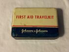 Vintage Johnson & Johnson First Aid Travel Kit Metal Tin Box