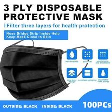 100 Pcs Black(black inside) Face mask 3 Ply Disposable Face Mask