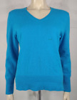 Apt. 9 peacock blue 100% Cashmere V-neck pullover sweater womens Large