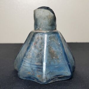 Open Pontil Sapphire Blue Baltimore Glassworks Star Ink Bottle (AS IS)