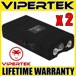 (2) VIPERTEK BLACK VTS-880 Mini Stun Gun Self Defense Wholesale Lot