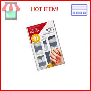 KISS 100 Full-Cover Nails, Press-On Nails, Nail glue included, Active Oval' Shap