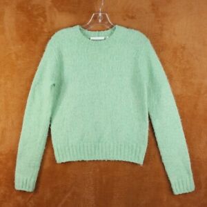 HELMUT LANG Womens Sweater XS Green Crew Pullover Brushed Wool Alpaca Knit