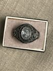 Satellite III JHS NY 1986 Class Ring Steel Silver Clear Gemstone Pristine