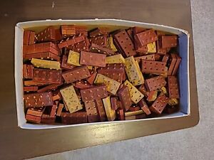 Vintage American Bricks Wood Building Blocks Almost 3 lbs Color Halsam Early Toy