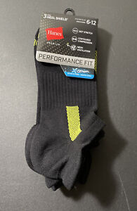 3Pair Hanes Premium Men's Socks Heel Shield Performance Fit X-Temp Size 6-12